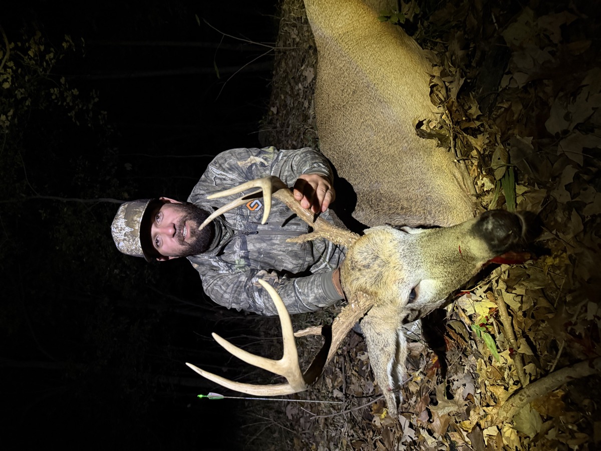 Night harvest with a heavy-racked buck